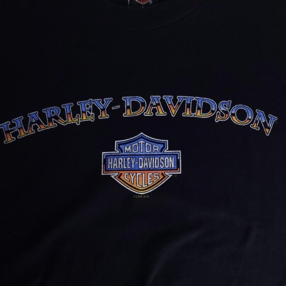 Vintage 90s Harley Davidson Peoria, Illinois biker motorcycle USA flag shirt - Picture 4 of 6